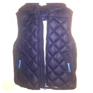 H & M boys multi color puffy vest wth hood